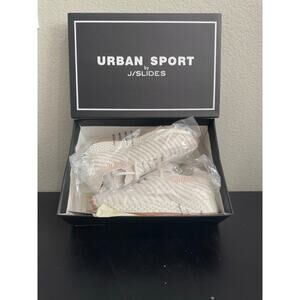 Urban Sport by JSlides Women Size 6 Beige and White 2 Tone Knit Shoes Sneakers